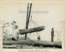 1939 Press Photo Workmen watch as the crane truck unloads a log - lra031147 picture