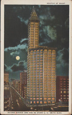 Seattle Washington WA L.C. Smith Building by Night Postcard picture