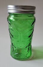 MARGARITAVILLE Green Tiki Glass Tumbler w/Lid~6