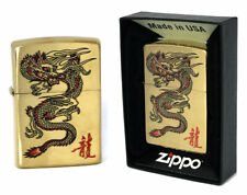 ZIPPO LIGHTER RED DRAGON HIGH POLISH GOLD CUSTOM V.2 MADE IN USA picture