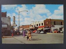 Bemidji Minnesota 4th & Beltrami Street Popcorn Cart Cars Signs Postcard 1950s picture