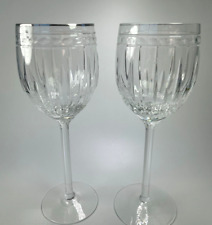 Lenox Vintage Jewel Platinum Wine Glasses 10 oz Silver Rim Goblet Set of 2 B39 picture
