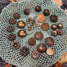 Vintage Antique Gold Brass, Copper  Buttons Various Sizes Mixed Lot Of 30 picture