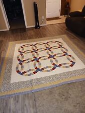 Vtg 30's To 50's Wedding Ring Quilt Hand Stitched Family Estate Find picture