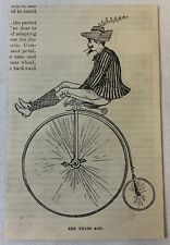 1895 magazine engraving ~ A BICYCLE TEN YEARS AGO in 1885 picture