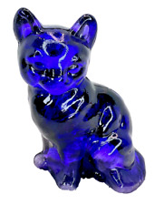 Fenton Dave Fetty 2021 Purple Hand Blown Sitting Cat Figurine - Signed/Dated picture
