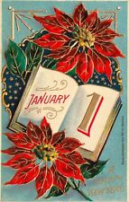 A Happy New Year Heymann Embossed Vintage Postcard C1912 picture