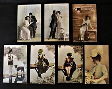 7 Tinted Color Real Photo Postcards (3 Bathing Beauties,2 Loving Couple, Ladies) picture