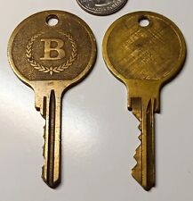 Large Vintage Brass Hotel Key Pair Initial B with Laurel Wreath St Loius Rm 405 picture
