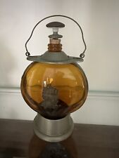 Vintage Liquor Nautical Sailor Amber Glass Brass Lantern Decanter Not Playing picture