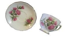 Vintage Colclough Cup & Saucer Bone China Pink Thistle made in  England picture