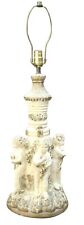 Neoclassical ANTIQUE GOLD GILT ITALIAN CERAMIC 4 PUTTI CHERUB LAMP SET picture