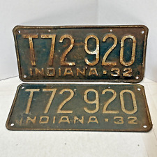 (2) Vintage 1932 Indiana Truck License Plate Set T72 920 picture