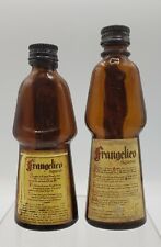 EMPTY Pair Of Mini Glass Bottles Frangelico Liqueur 50ml Brown Glass Collectable picture