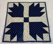 Vintage Antique Patchwork Quilt Table Topper, Bears Paw, Early Calicos, Navy picture