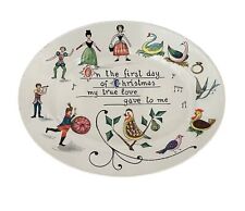 Vintage MCM 1972 Neiman Marcus 12 Days of Christmas Hand Painted Platter Italy picture
