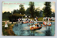 c1909 Mitchell Park Boating Lots of People Row Boats Milwaukee WI Postcard picture