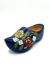 Vintage Wooden, Hand Carved, Hand Painted, Miniature Dutch Clog Shoe, 8” picture
