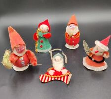 Vintage Putz? Spun Cotton Christmas Ornaments Set of 5 Assorted Japan  picture