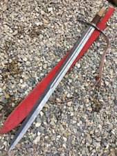 Custom Handmade VIKING Sword Real Damascus Steel Cross Sign Medieval Sword picture