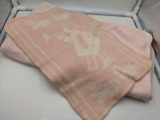 VTG Baby Receiving Blanket Pink Flannel Kittens Flowers 1950's & Burp Cloth READ picture