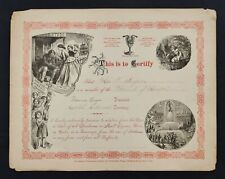 1880 antique TEMPERANCE PLEDGE CERTIFICATE band of hope SAYRE hager adams  picture
