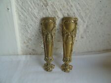 French antique decoration  projects ornately 2 finials gold patina bronze  picture