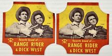 2 Vintage RANGE RIDERS Leslie Henry & Dick West Bread Wrapper Ends Labels picture