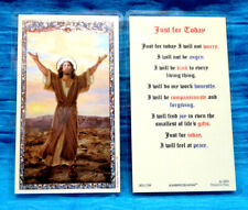 Christ in the Wilderness Just for Today LAMINATED Holy Card GILDED Gold JESUS picture