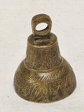 Vtg Brass Bell Etched Floral 1950s Mid Century Modern Engraved MCM Collectible  picture