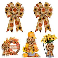 2PCS Fall Bows for Wreath  Thanksgiving Harvest Orange Wreath Bows Rustic Far... picture
