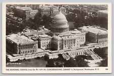Washington DC, US Capitol Building Aerial View, Vintage RPPC Real Photo Postcard picture