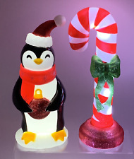 Wondershop Christmas Blow Mold Candy Cane Glitter Bow & Penguin Light Up picture