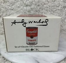 Vintage Andy Warhol Campbell’s Soup Double Old-Fashioned Glasses Set of 4 NEW picture
