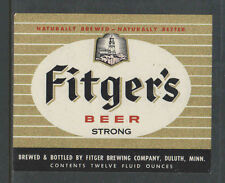 1970s FITGERS STRONG BEER BOTTLE LABEL DULUTH MINN - UNUSED picture