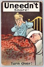 Postcard Comic Man Snoring Turn Over Antique PM Cancel WOB Note DB picture