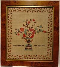 EARLY 19TH CENTURY FLORAL URN SAMPLER BY ANN CUNLIFFE - 1833 picture