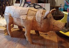Large Very Old Hand Crafted Folk Art Pig With internal hidden storage too. picture