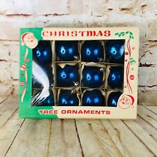 12 vtg glass ball ornaments poland blue Christmas decor picture