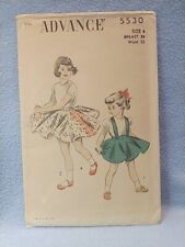 1940s Advance 5530 Sewing Pattern Girls skirt W Suspenders size 6 Cut UnPrinted  picture