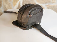 OLD PRIMITIVE LEATHER MOTORCYCLE BROWN HELMET picture