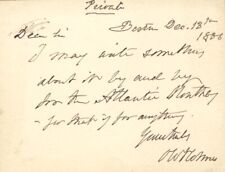 OLIVER WENDELL HOLMES SR. - AUTOGRAPH LETTER SIGNED 12/13/1886 picture