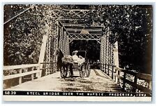 Frederika Iowa Postcard RPPC Photo Steel Bridge Over The Wapsie Horse Carriage picture