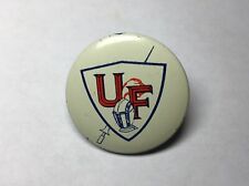 Vintage UF pinback UNITED FUND pin Sword Helmet Shield Graphic 1940s picture