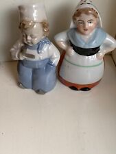 Dutch Vintage Salt & Pepper Shakers Porcelain PAIR Figurines picture