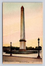 Antique Postcard RPPC PARIS FRANCE OBELISK LOUQUER CONCORDE Real Photo c1910 picture