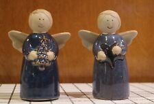 VTG Clay Angel Figurines - Set of 2 handmade hand painted 4.5