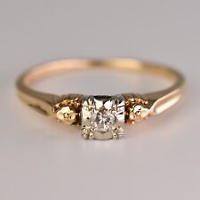 Original Vintage Signed Designer 14k Gold Diamond Engagement Promise Estate Ring picture