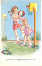 1930s Artist impression girls playing basketball Postcard 22-11176 picture