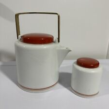 Vintage Dansk Jack Lenor Larsen Bamboo Teapot and creamer MCM Porcelain White picture